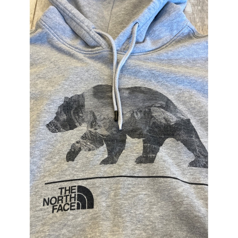 The‎ North Face Mens Bear Mountain Graphic Hoodie Grey Fleece Pullover Large